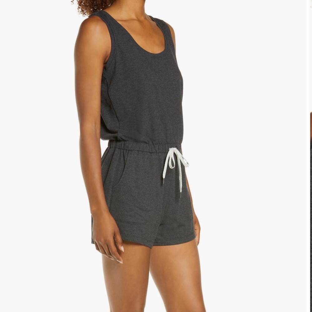 Zella Gwen Pointe Knit Romper - Dark Gray Sz M